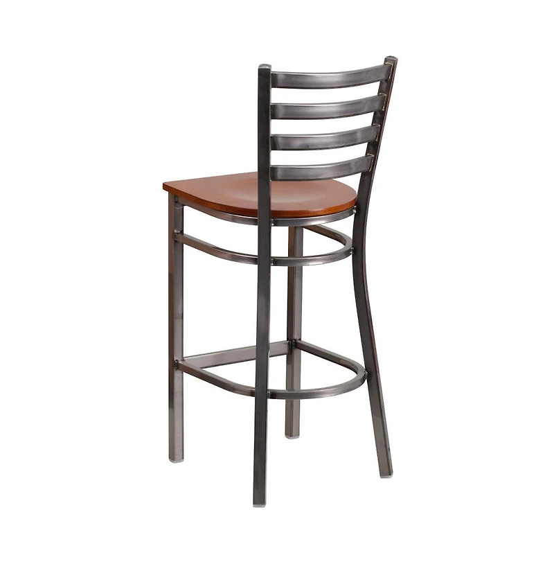 Clear Coated Ladder Back Metal Restaurant Dining Barstool