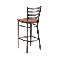Clear Coated Ladder Back Metal Restaurant Dining Barstool