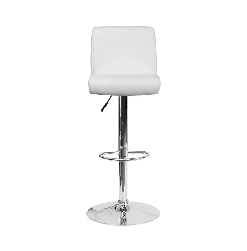 2 Pack Contemporary Vinyl Adjustable Height Barstool With Rolled Seat And Chrome Base