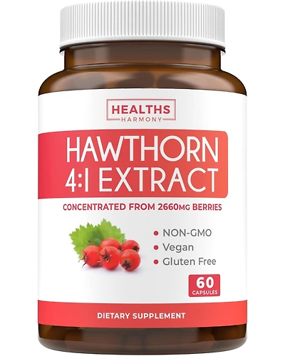 Hawthorn Berry Capsules, Cardiovascular and Immune Health, 4:1 Extract, Health's Harmony