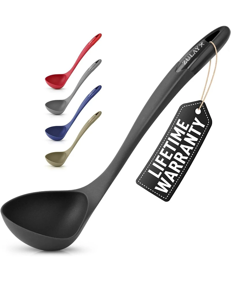 Zulay Kitchen Large Nylon Soup Ladle Spoon with Comfortable Grip