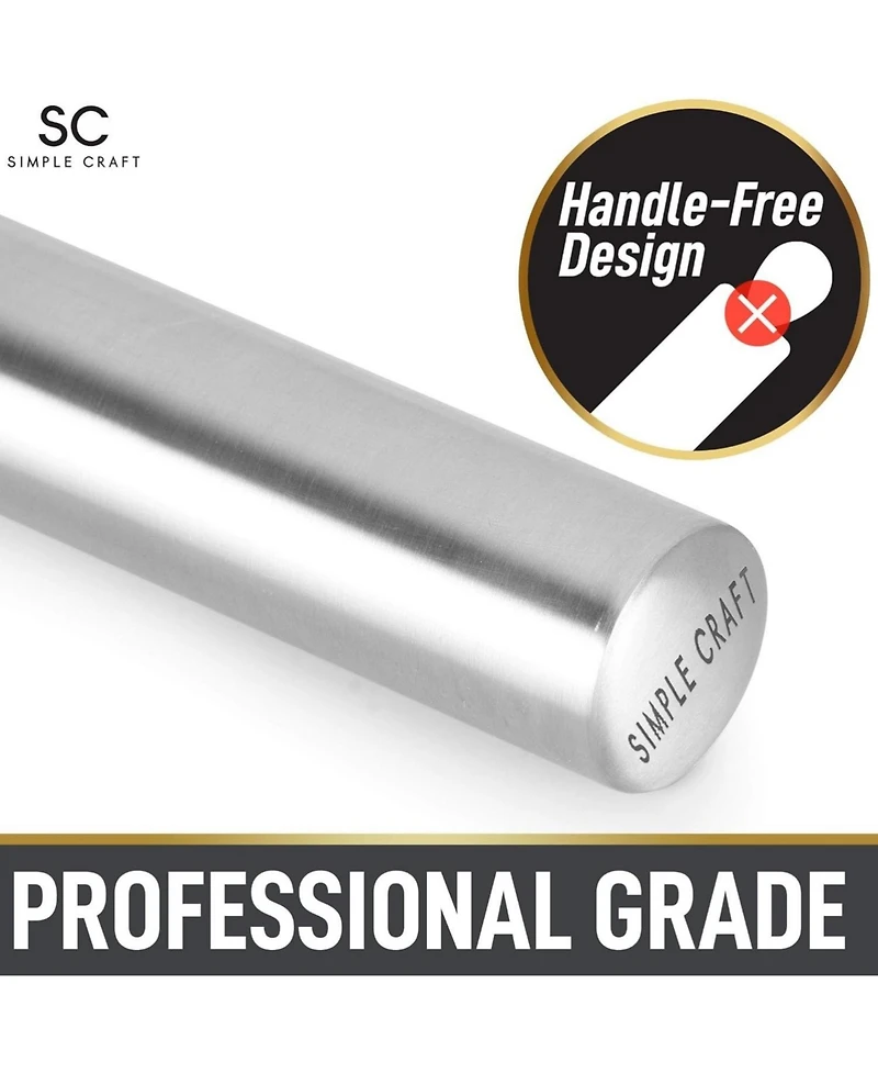 Smooth Tapered Professional French Stainless Steel Rolling Pin