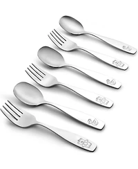 Kids and Toddler Cutlery Set Designed For Self Feeding - 6 Piece Spoon and Fork