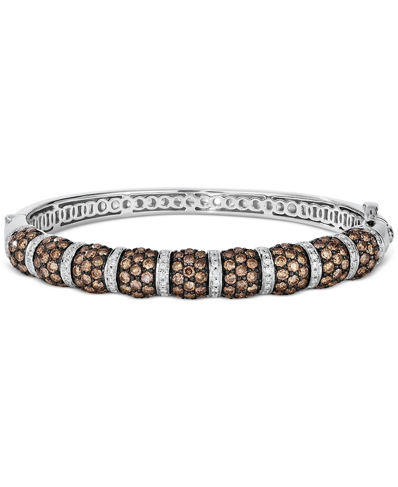 Le Vian Chocolate Diamond & Vanilla Diamond Pave Bangle Bracelet (7-1/20 ct. t.w.) in 14k White Gold