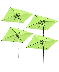 4 Pack of 10x6ft Rectangle Solar Power Patio Umbrella Outdoor Led Tilt Sunshade