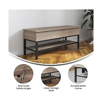 Green River Rustic Farmhouse Entryway Bench With Bottom Storage Shelf