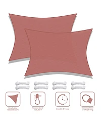 2 Pack 19x13 Ft 97% Uv Block Rectangle Hdpe Sun Shade Sail Canopy Lawn Outdoor