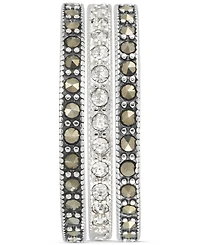 3-Pc. Set Marcasite (7/8 ct. t.w.) & Crystal Stack Rings in Sterling Silver