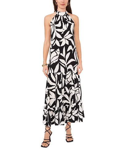Vince Camuto Women's Printed Tiered Halter-Neck Maxi Dress