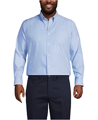 Lands' End Men's Big and Tall Traditional Fit Pattern No Iron Supima Pinpoint Buttondown Collar Dress Shirt