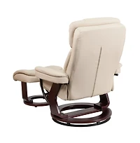Multi-Position Recliner & Curved Ottoman With Swivel Wood Base