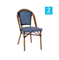 Merrick Lane Sacha Stacking Bistro Chair With Pe Seat And Back And Aluminum Frame For Indoor/Outdoor Use