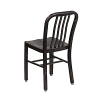 Merrick Lane Santorini 18 Inch Galvanized Steel Indoor/Outdoor Dining Chair With Slatted Back And Powder Coated Finish