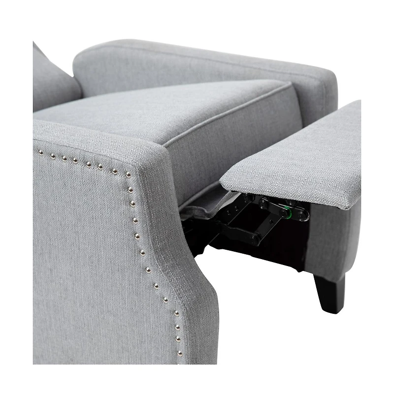 Mauro Contemporary Pushback Recliner With Accent Nail Trim-Wingback Manual