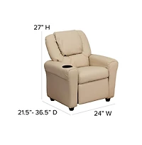 Contemporary Kids Recliner Chair With Cup Holder And Headrest