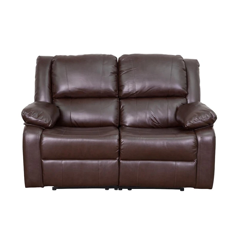 Bustle Back Loveseat With Two Built-In Recliners