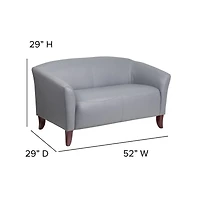 Leathersoft Reception/Living Room Loveseat With Cherry Wood Feet