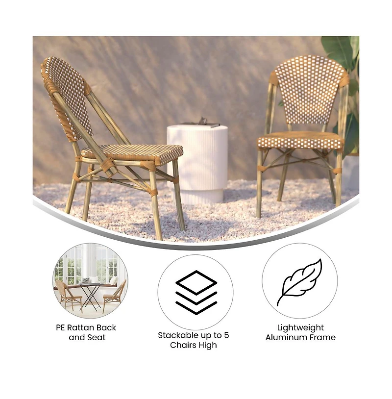 Merrick Lane Celia Indoor/Outdoor Stacking Bistro Chair With Aluminum Frame