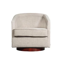 Wyn Upholstered Club Style Barrel Chair With Sloped Armrests And 360 Degree Swivel Base A Vinyl Wrap