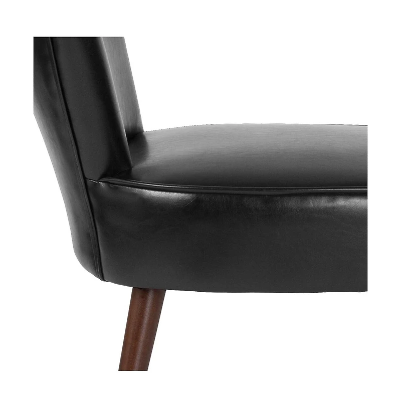 Santino Mid-Back Retro Accent Side Chair With Flared Wooden Legs