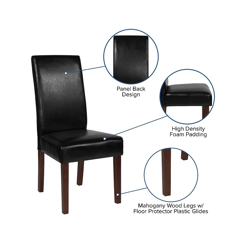 Merrick Lane Ellison Mid-Century Panel Back Parsons Accent Dining Chair - Set Of 4