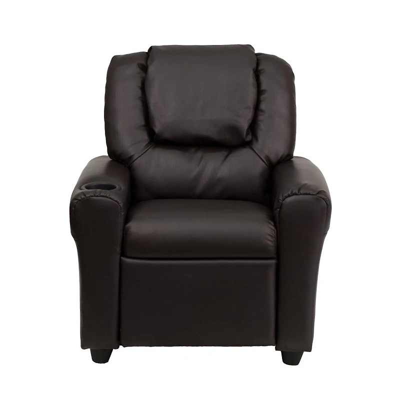 Contemporary Kids Recliner Chair With Cup Holder And Headrest