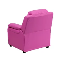 Deluxe Padded Contemporary Kids Recliner With Storage Arms