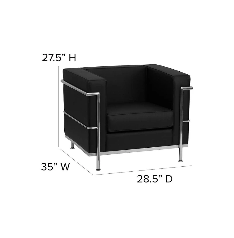 Contemporary Leathersoft Chair With Double Bar Encasing Frame