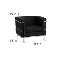 Contemporary Leathersoft Chair With Double Bar Encasing Frame