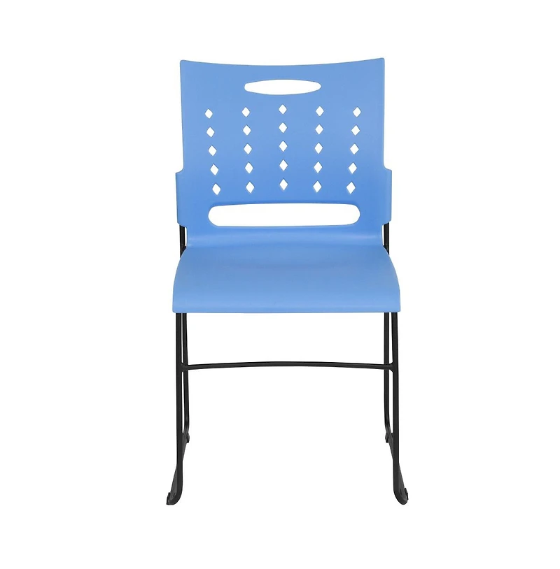 Emma+Oliver Home Office Plastic Accent Sled Base Stack Chair - Air-Vent Back