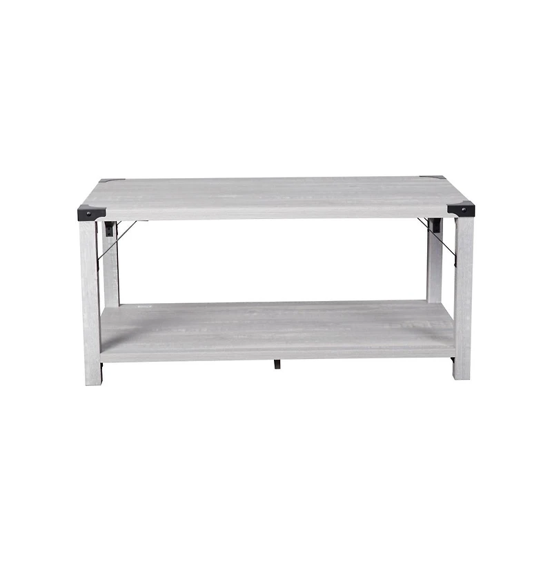 Merrick Lane Green River Modern Farmhouse Engineered Wood Coffee Table And Powder Coated Steel Accents
