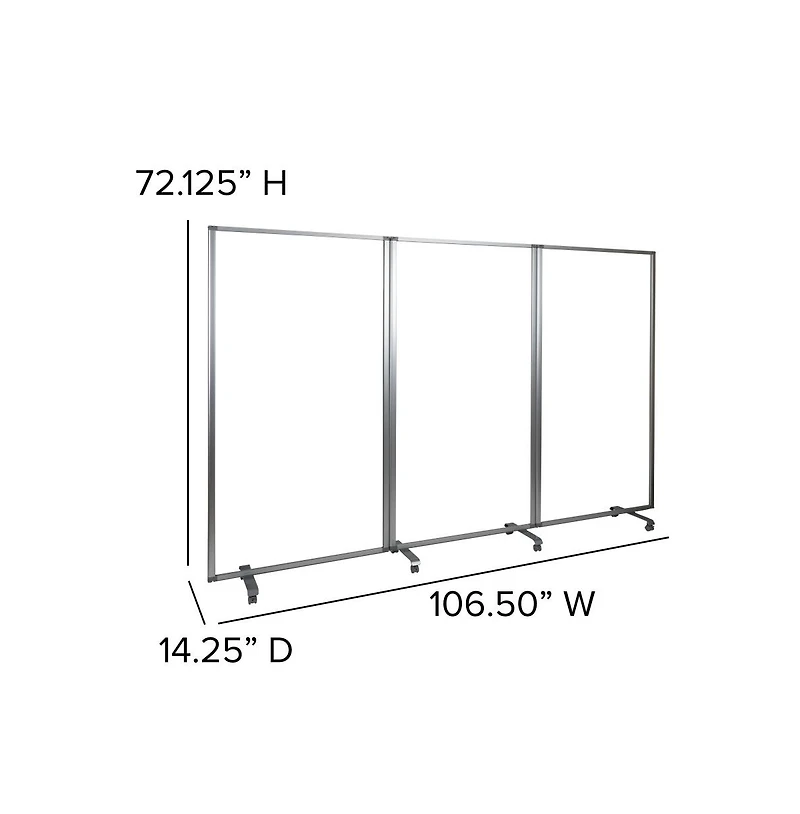 Emma+Oliver Transparent Acrylic Mobile Partition With Lockable Casters