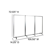 Emma+Oliver Transparent Acrylic Mobile Partition With Lockable Casters