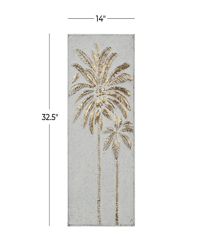 Rosemary Lane Gold Metal Relief Palm Tree Wall Decor with Gold Detailing 14" x 1" x 33"