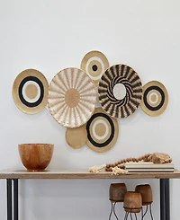 Novogratz Gold Dried Plant Handmade Woven Plate Wall Decor with Intricate Patterns 44" x 3" x 24"