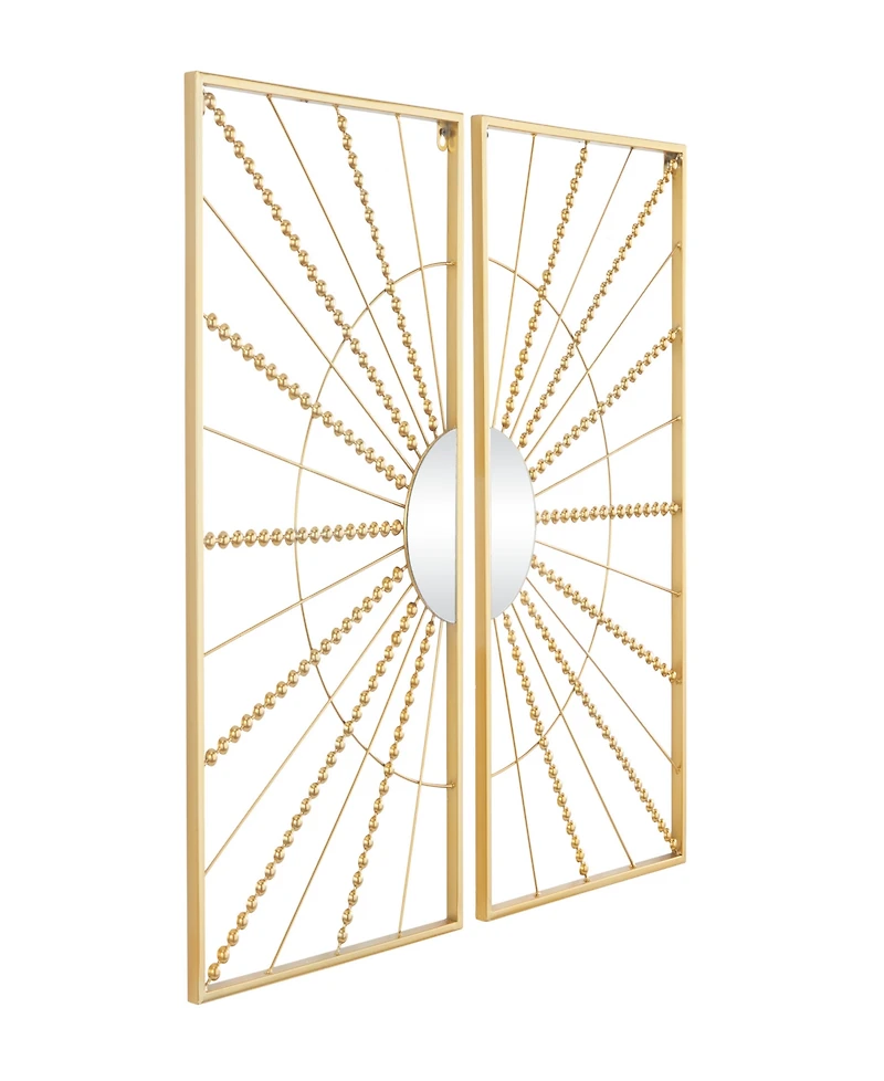 CosmoLiving by Cosmopolitan Gold Metal Half Moon Mirror Geometric Wall Decor with Gold Frame Set of 2 16"W, 32"H