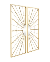CosmoLiving by Cosmopolitan Gold Metal Half Moon Mirror Geometric Wall Decor with Gold Frame Set of 2 16"W, 32"H