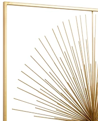 CosmoLiving by Cosmopolitan Gold Metal Starburst Large 3D Wall Decor with Square Frame, 36" x 3" x 36"