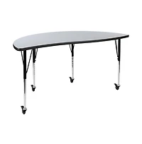 Emma+Oliver 2 Piece Mobile 60" Circle Collaborative Adjustable Activity Table Set