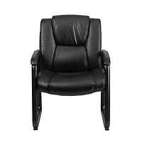 Emma+Oliver Big & Tall 500 Lb. Rated Leather Tufted Executive Side Reception Chair With Sled Base