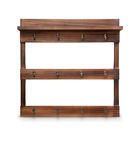 Rustic Mug Rack Wall Mounted With Shelf - Coffee Cup Hangers - Built In Shelf For Coffee Or Sugar, Wooden Coffee Mug Organizer