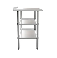 Nsf Certified Stainless Steel 18 Gauge Work Table With 1.5" Backsplash And 2 Undershelves