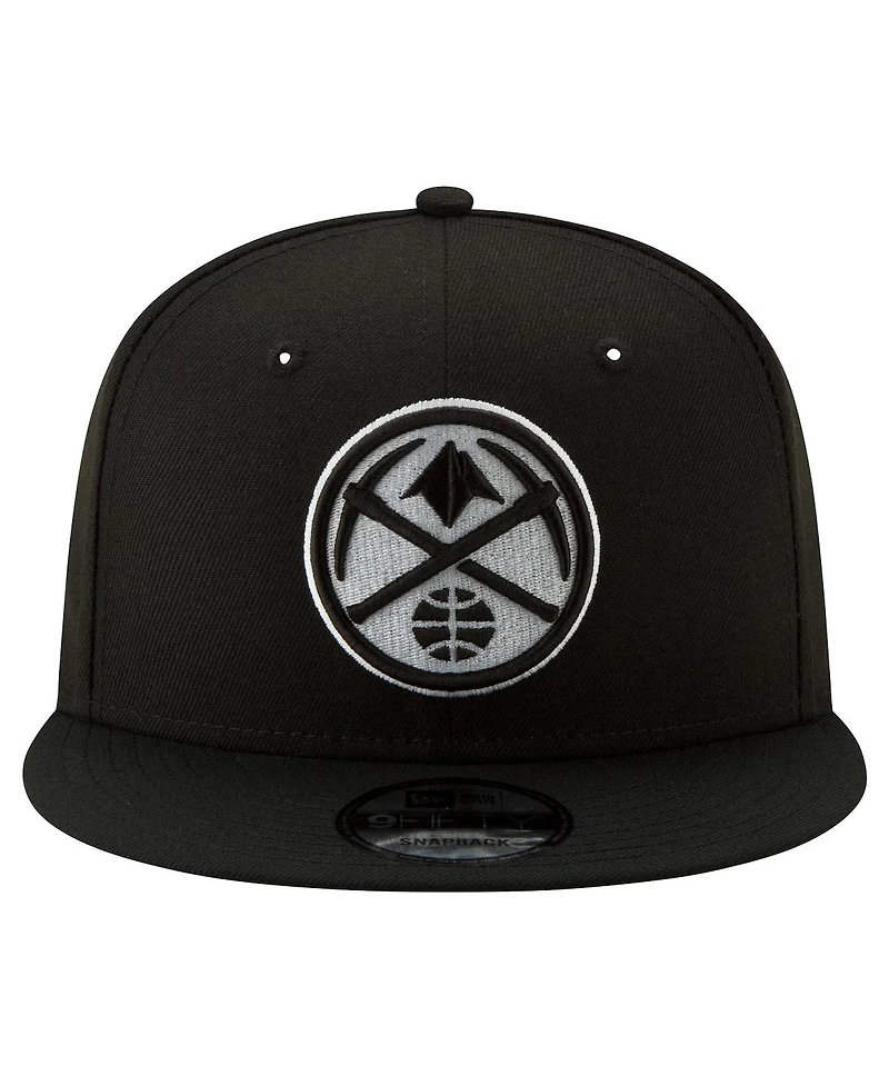 New Era Men's Denver Nuggets Black White 9fifty Snapback Hat
