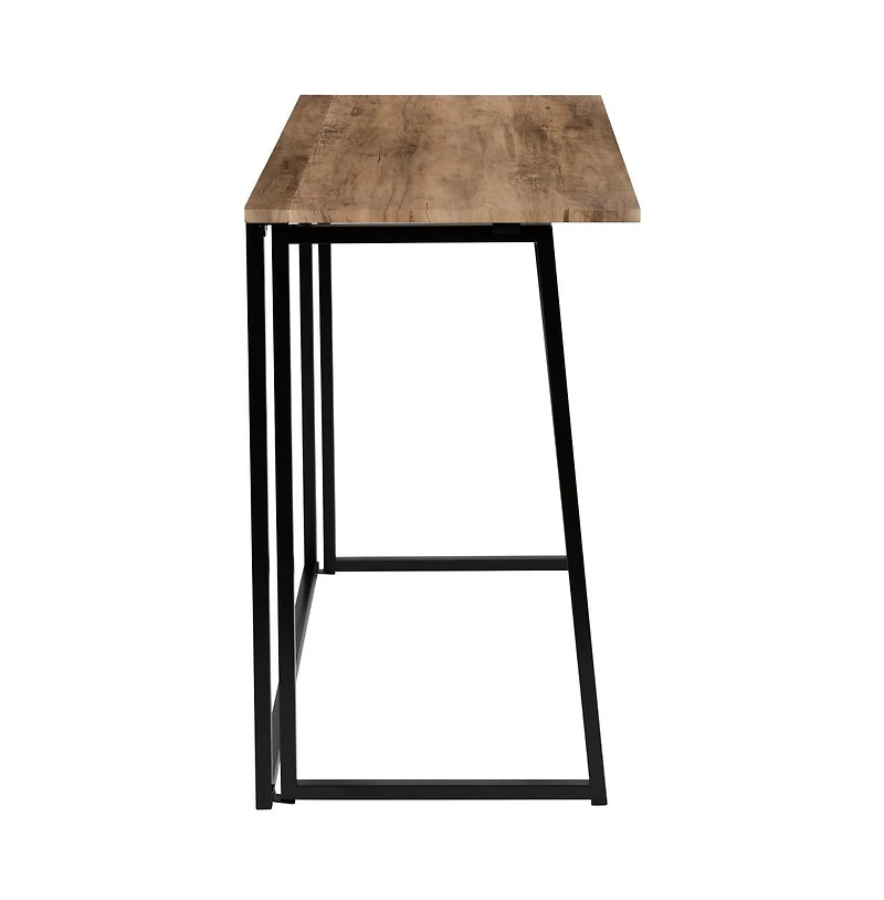Merrick Lane Oakdale Folding Computer Desk With Wood Grain Finish Top And Folding Metal Legs