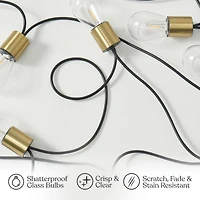Brightech Glow 27ft Solar Powered Led Outdoor String Lights with Brass Hardware