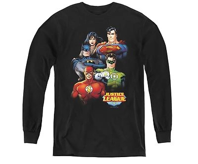Justice League Boys of America Youth Group Portrait Long Sleeve Sweatshirts