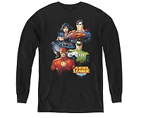 Justice League Boys of America Youth Group Portrait Long Sleeve Sweatshirts