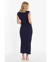 Quiz Women's Scuba Crepe Ruched Button Detail Maxi Dress