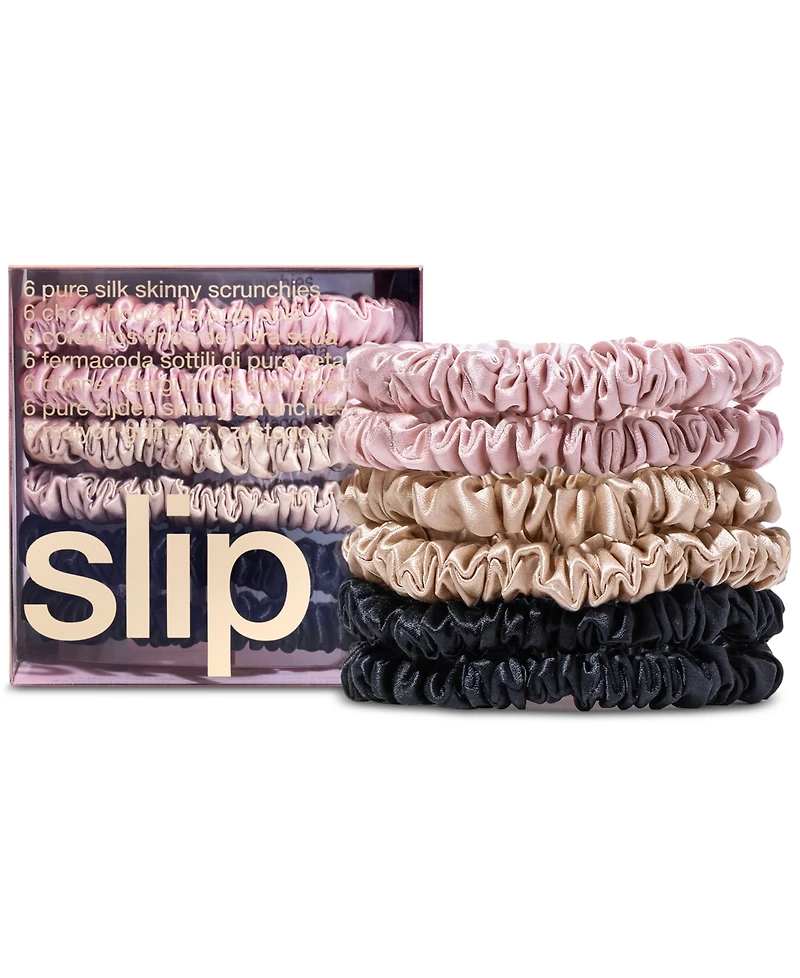 Slip -Pc. Pure Silk Skinny Scrunchies Set