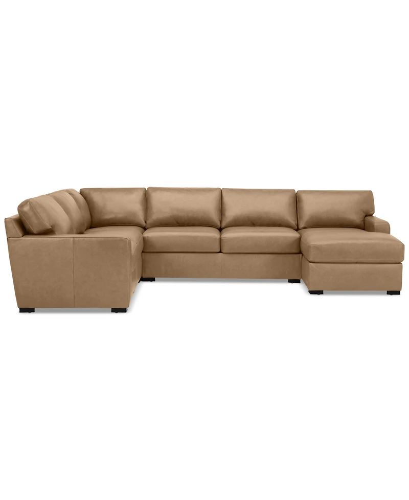 Radley 136" 5-Pc. Leather Square Corner Modular Chase Sectional, Created for Macy's